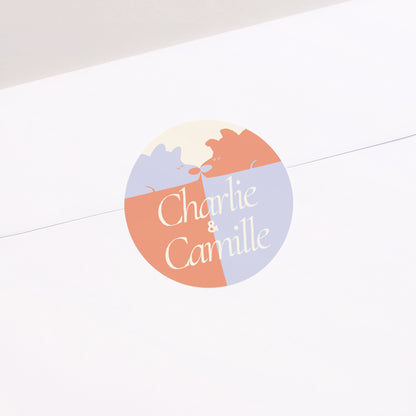 Sticker Naissance Rond Deux doux chiots photo N° 1