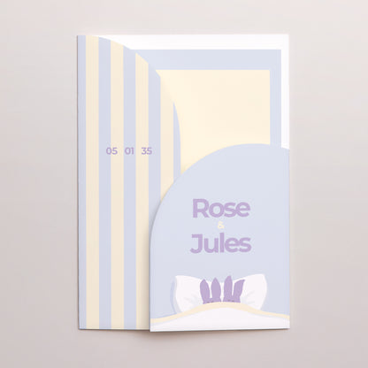 Faire-part Naissance Pochette 2 cartes Jumeaux lapins photo N° 1