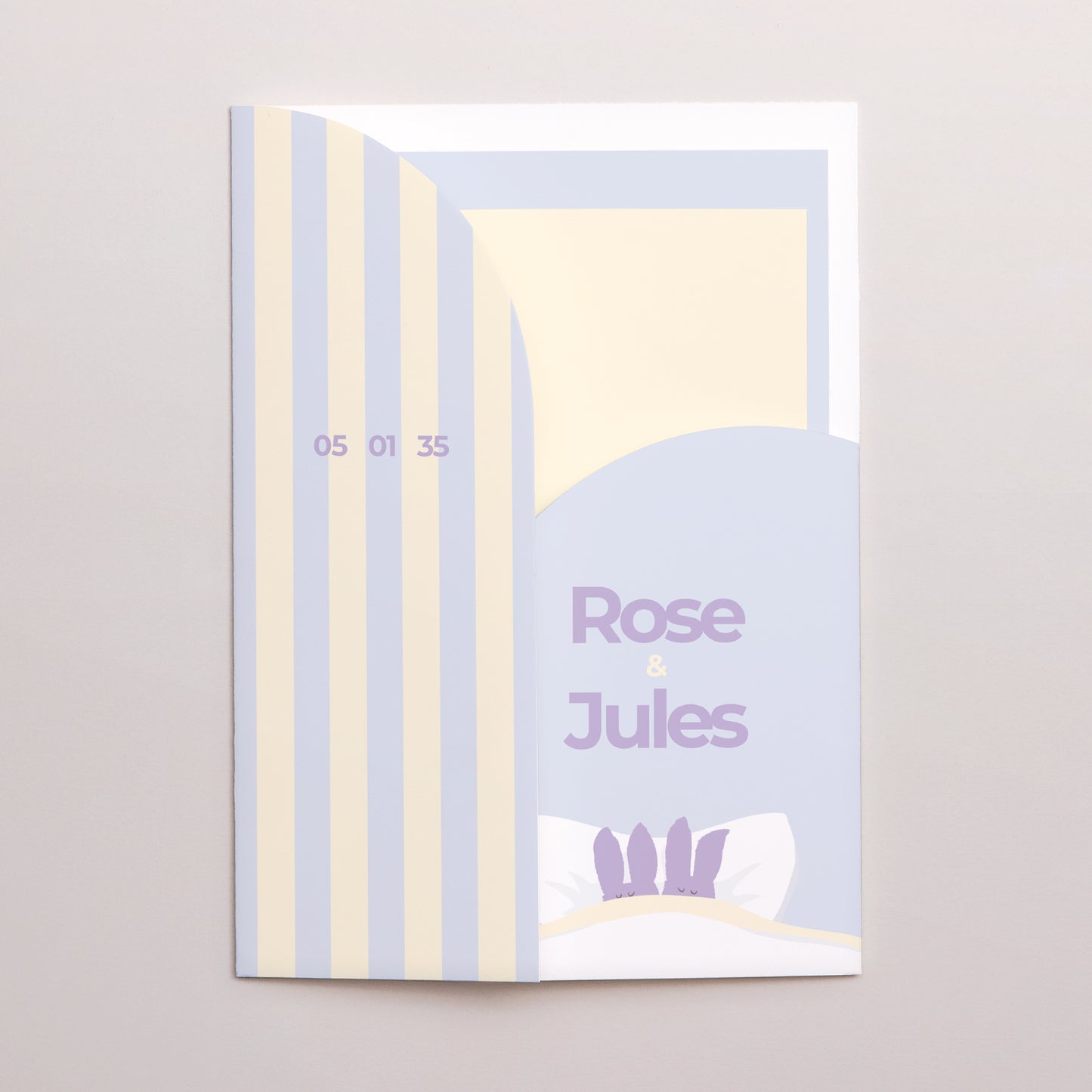 Faire-part Naissance Pochette 2 cartes Jumeaux lapins photo N° 2