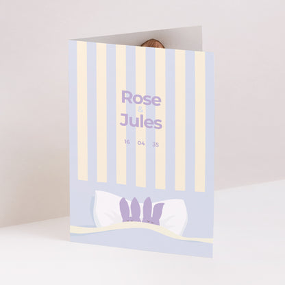 Faire-part Naissance Portrait double volet Jumeaux lapins photo N° 1