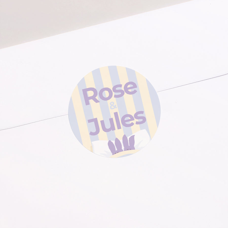 Sticker Naissance Rond Jumeaux lapins photo