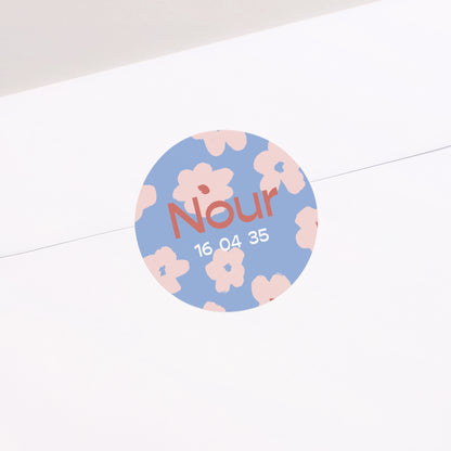 Sticker Naissance Rond Cocon fleuri photo N° 1