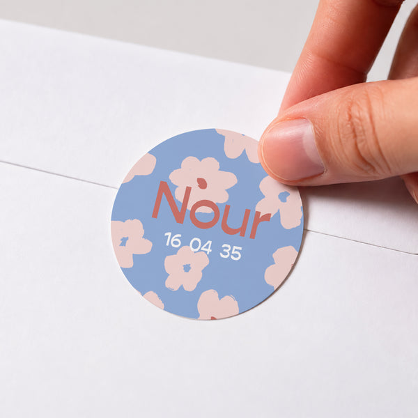 Sticker Naissance Rond Cocon fleuri photo