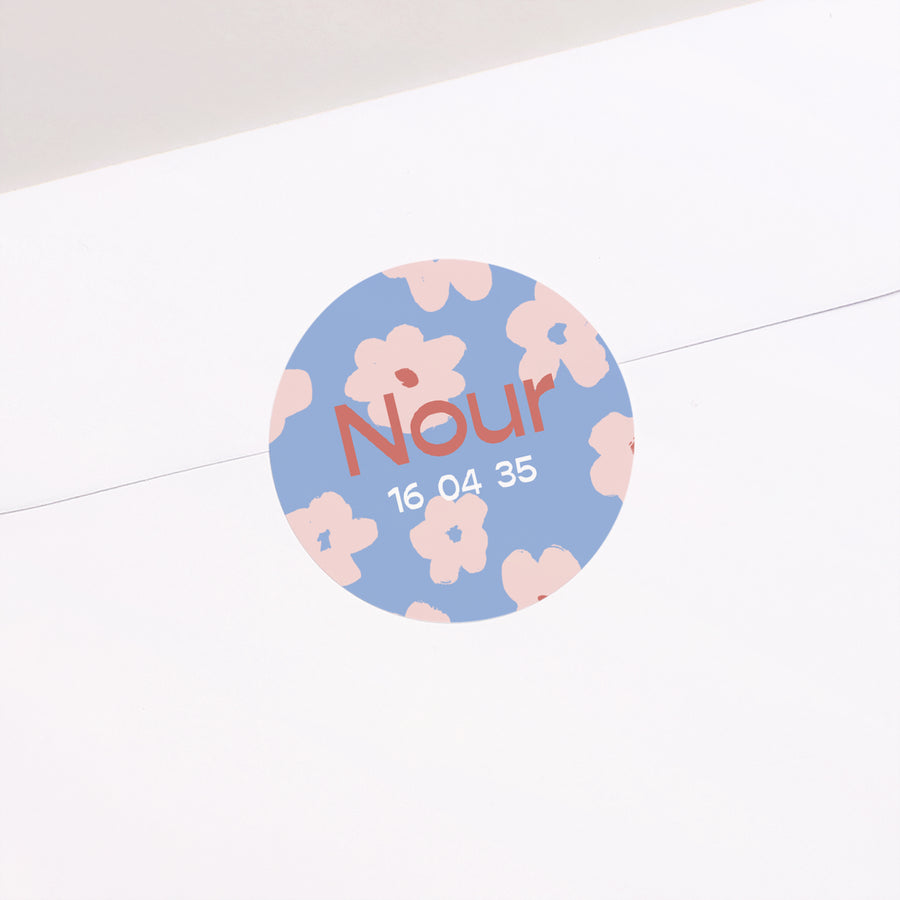 Sticker Naissance Rond Cocon fleuri photo