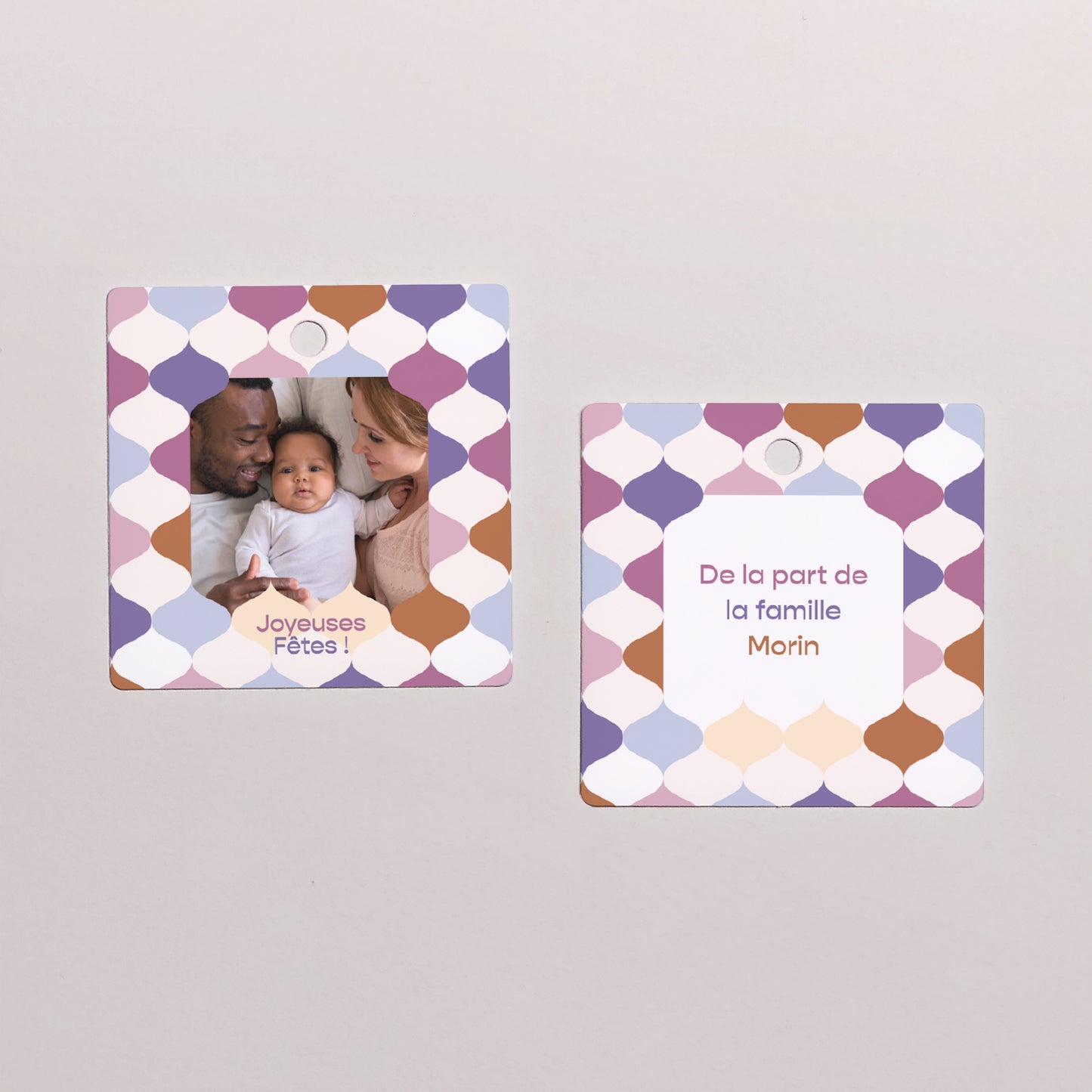 Boîte à dragées Fin d'année boule avec étiquette carrée Ondes d'hiver photo N° 3