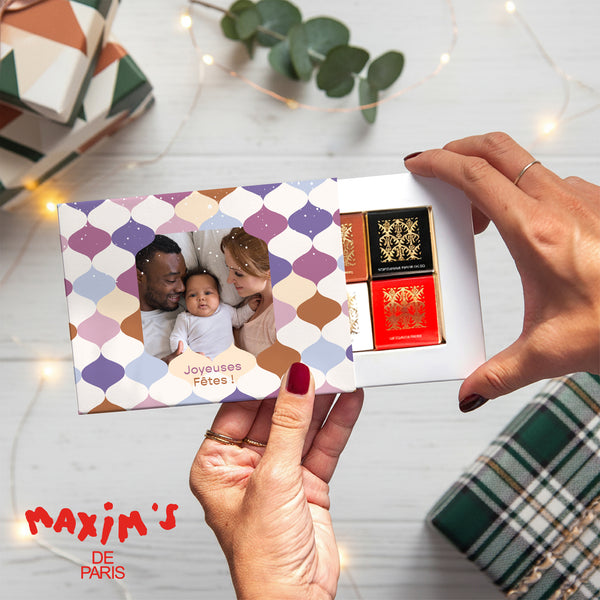 Boite chocolat personnalisée Fin d'année 6 chocolats Ondes d'hiver photo