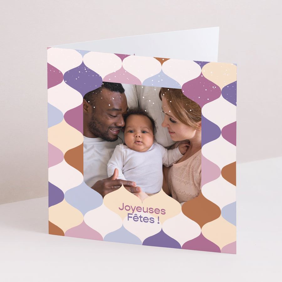 Carte de Noel Fin d'année Carré double volet Ondes d'hiver photo