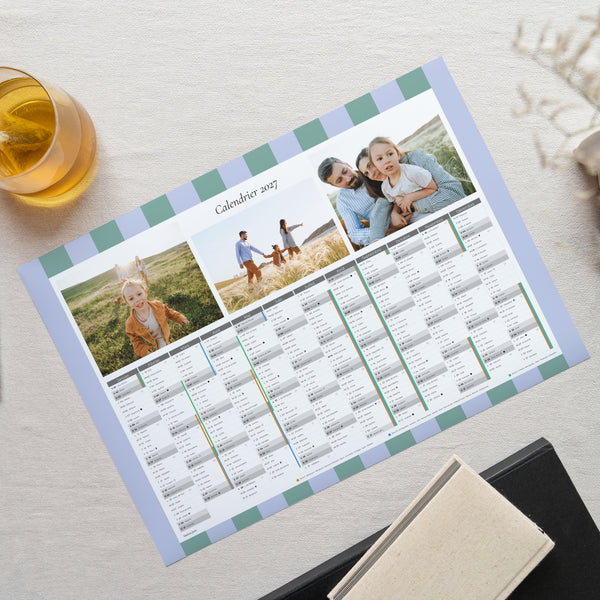 Calendrier Fin d'année Monopage paysage Rayures de saison photo