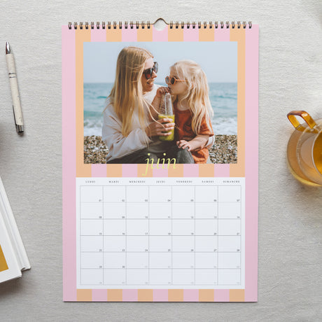 Calendrier Fin d'année Mural A3 Rayures de saison