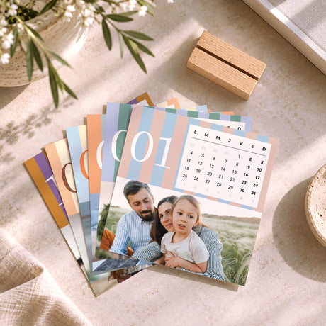 Calendrier Fin d'année 6 cartes Rayures de saison