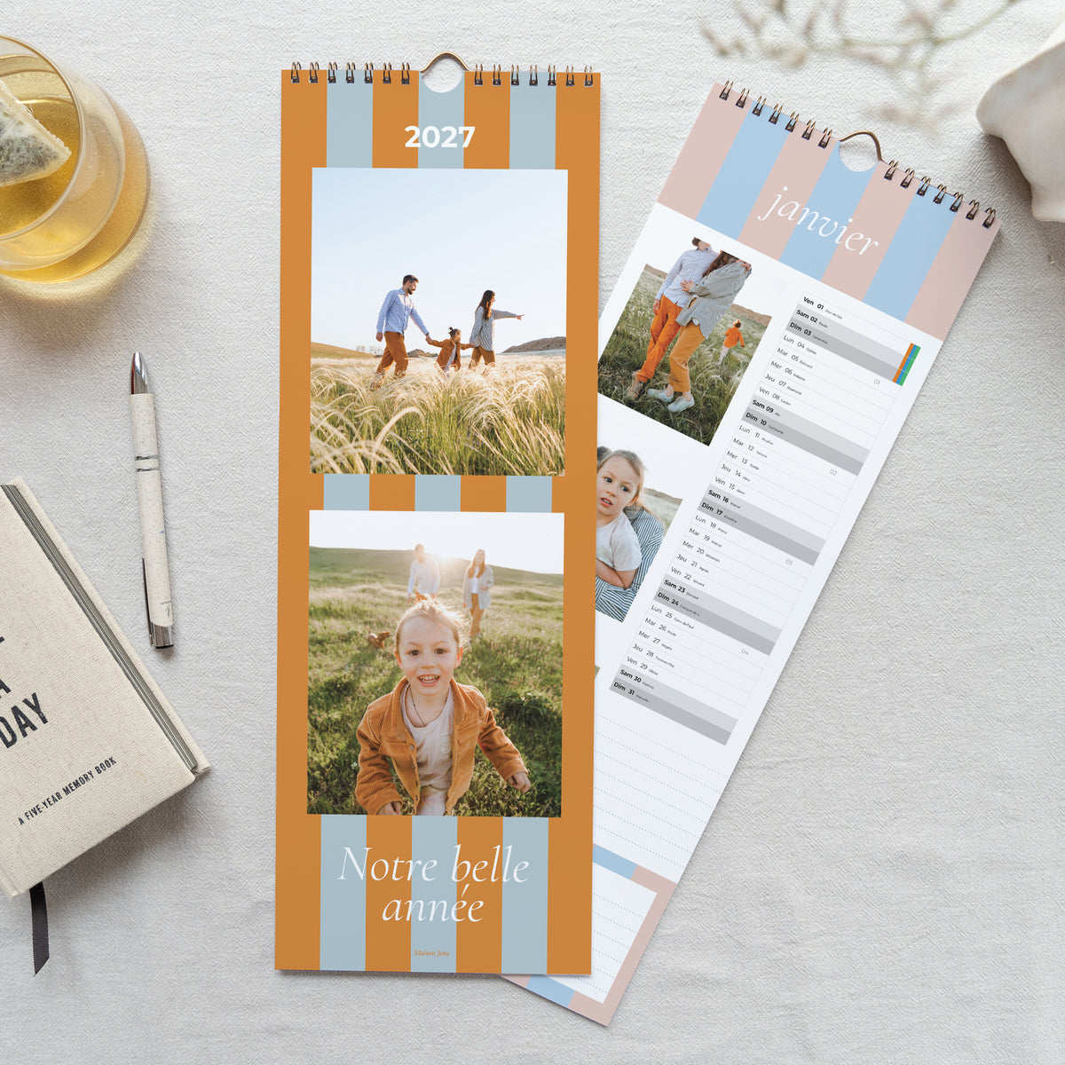 Calendrier Fin d'année Perpétuel Rayures de saison photo N° 1