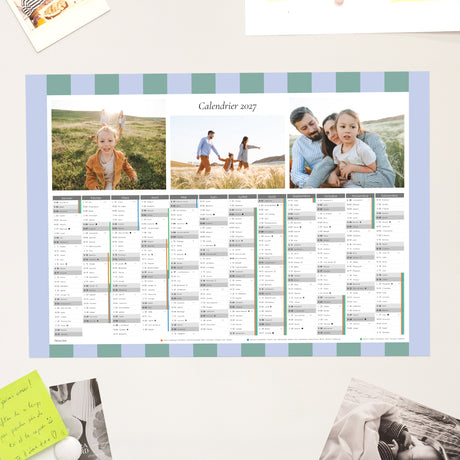 Calendrier Fin d'année Magnétique, monopage paysage Rayures de saison