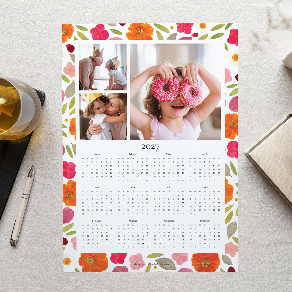 Calendrier Fin d'année Monopage portrait Instants Fleuris photo N° 1