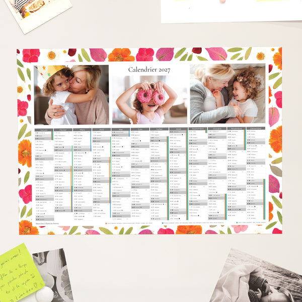 Calendrier Fin d'année Magnétique, monopage paysage Instants Fleuris photo