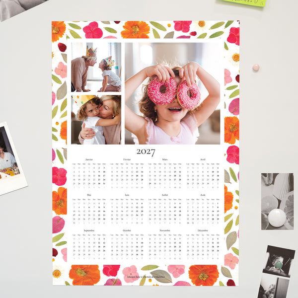 Calendrier Fin d'année Magnétique, monopage portrait Instants Fleuris photo