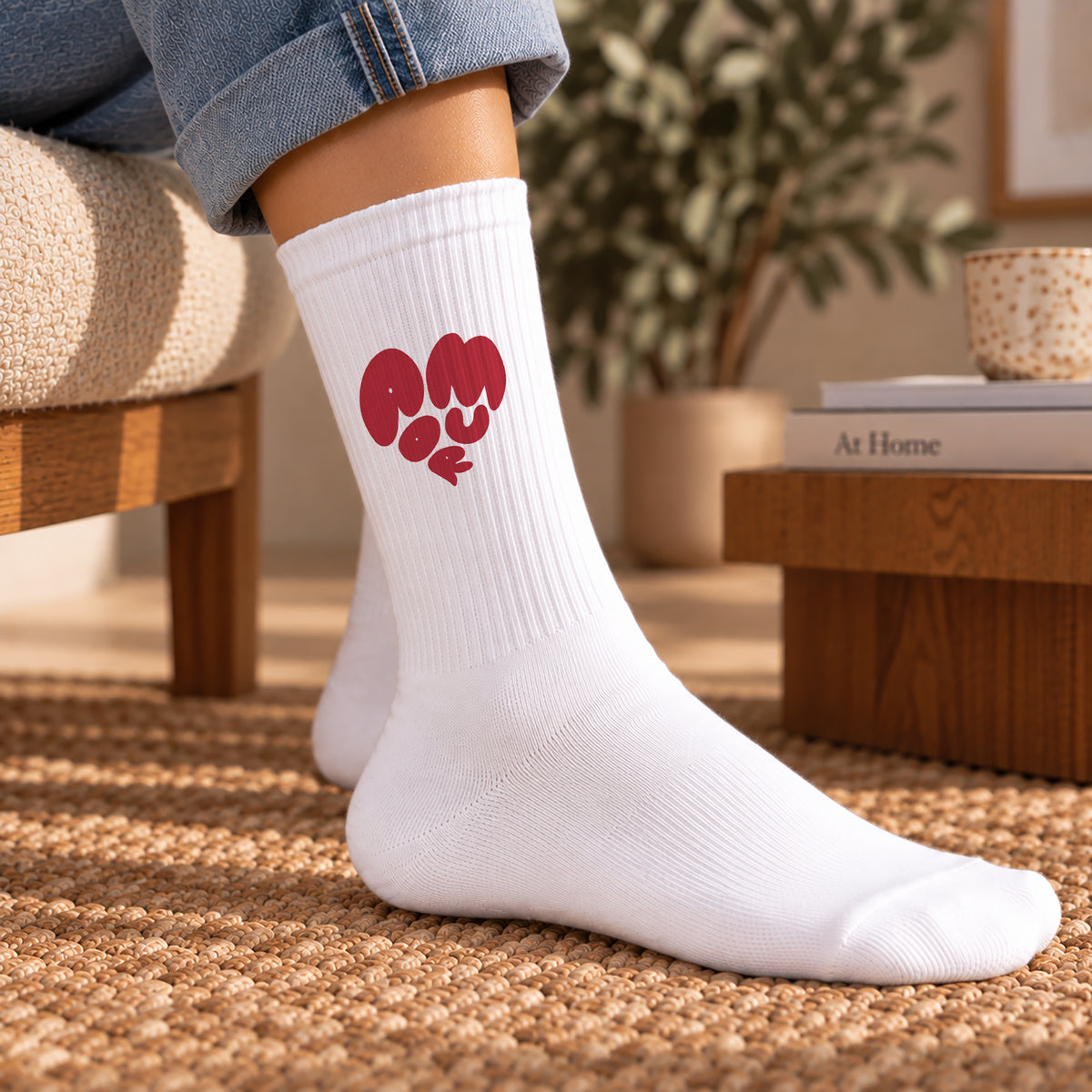 Chaussettes femme Blanches Au cœur de l’amour photo N° 2