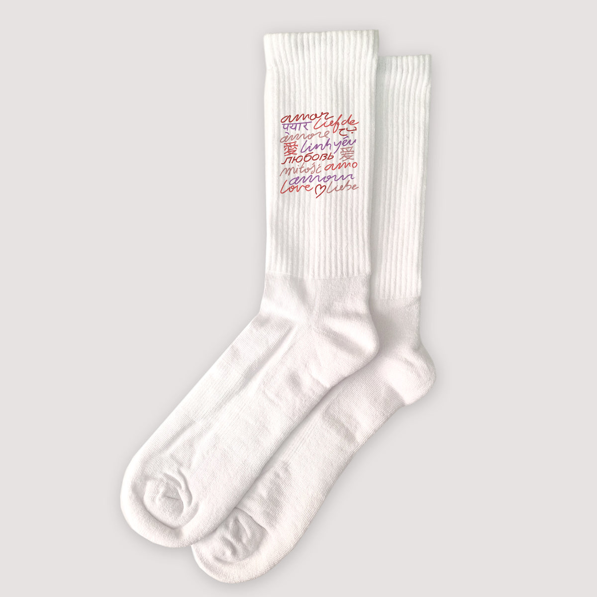Chaussettes femme Blanches Amour polyglotte photo N° 1