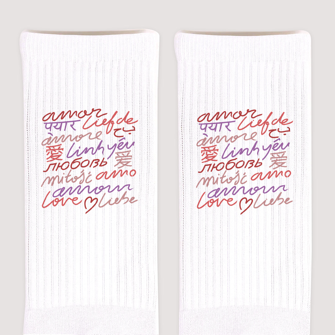 Chaussettes femme Blanches Amour polyglotte photo N° 3