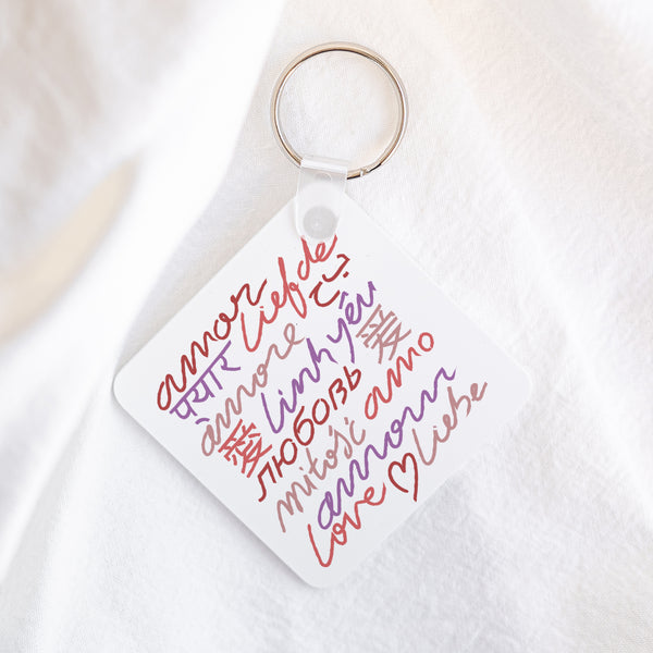 Porte-clés Carré Amour polyglotte photo