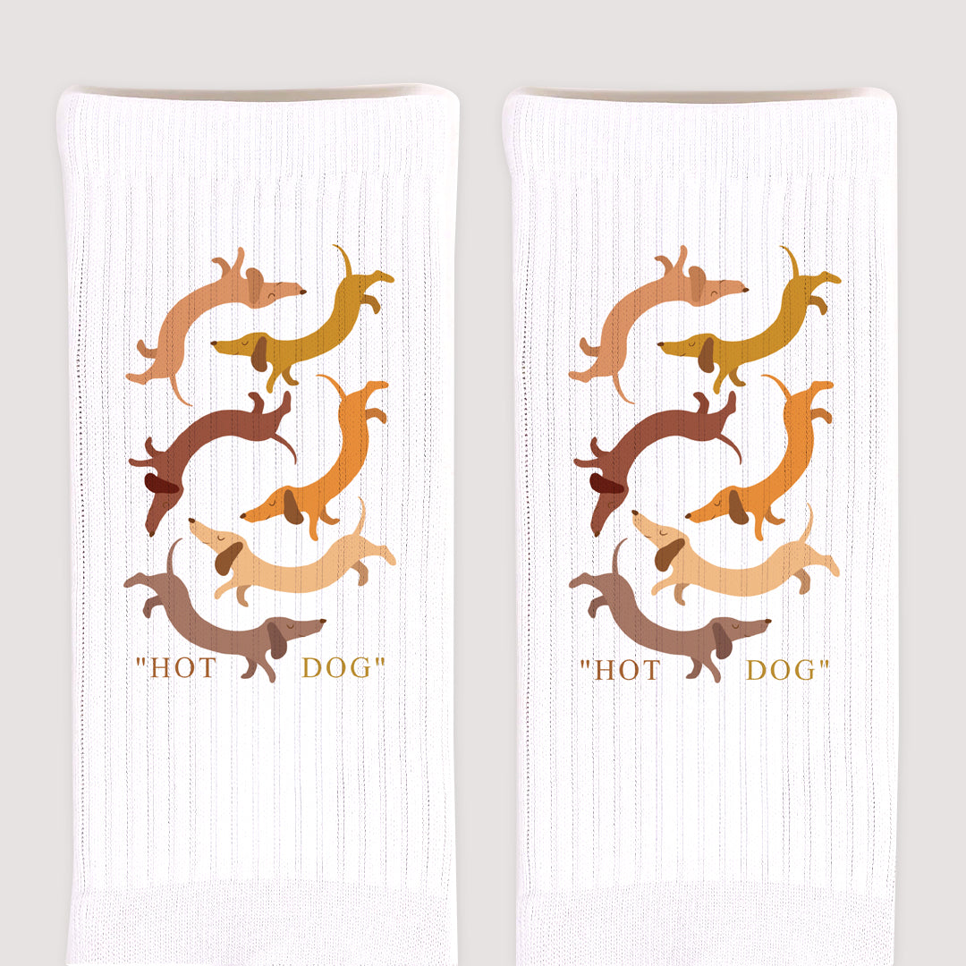 Chaussettes femme Blanches Hot dog wallpaper photo N° 3