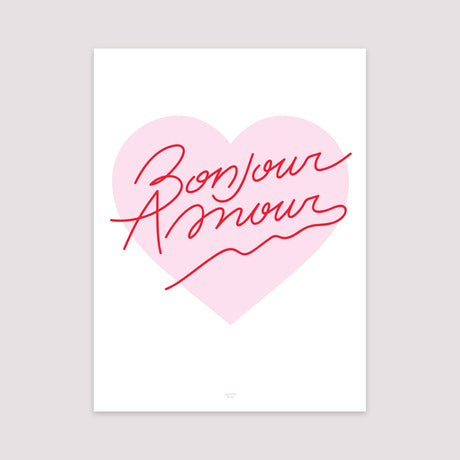 Affiche Portrait 30 x 40 cm Amour bonjour rose