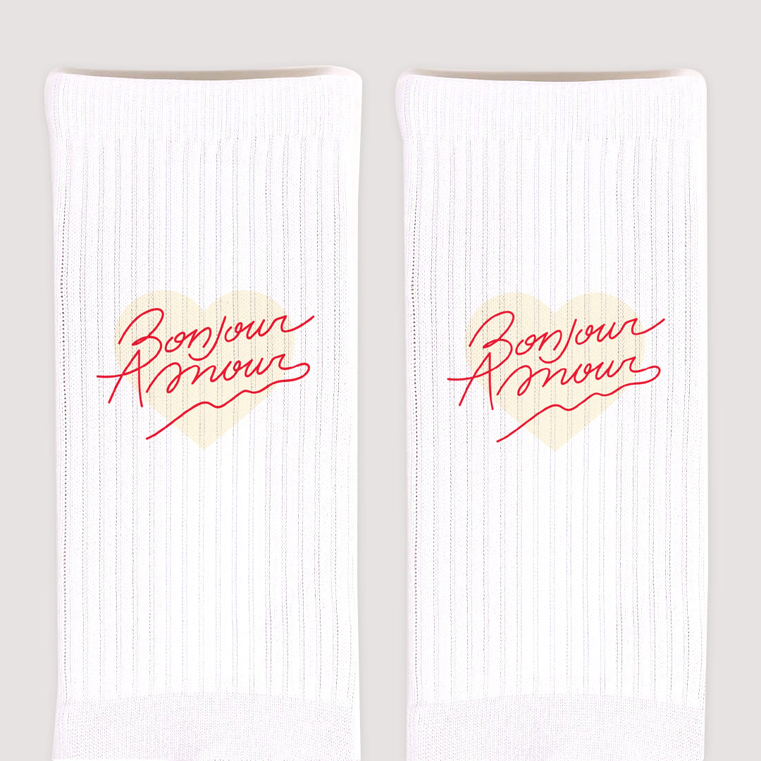 Chaussettes femme Blanches Amour bonjour vanille photo N° 3
