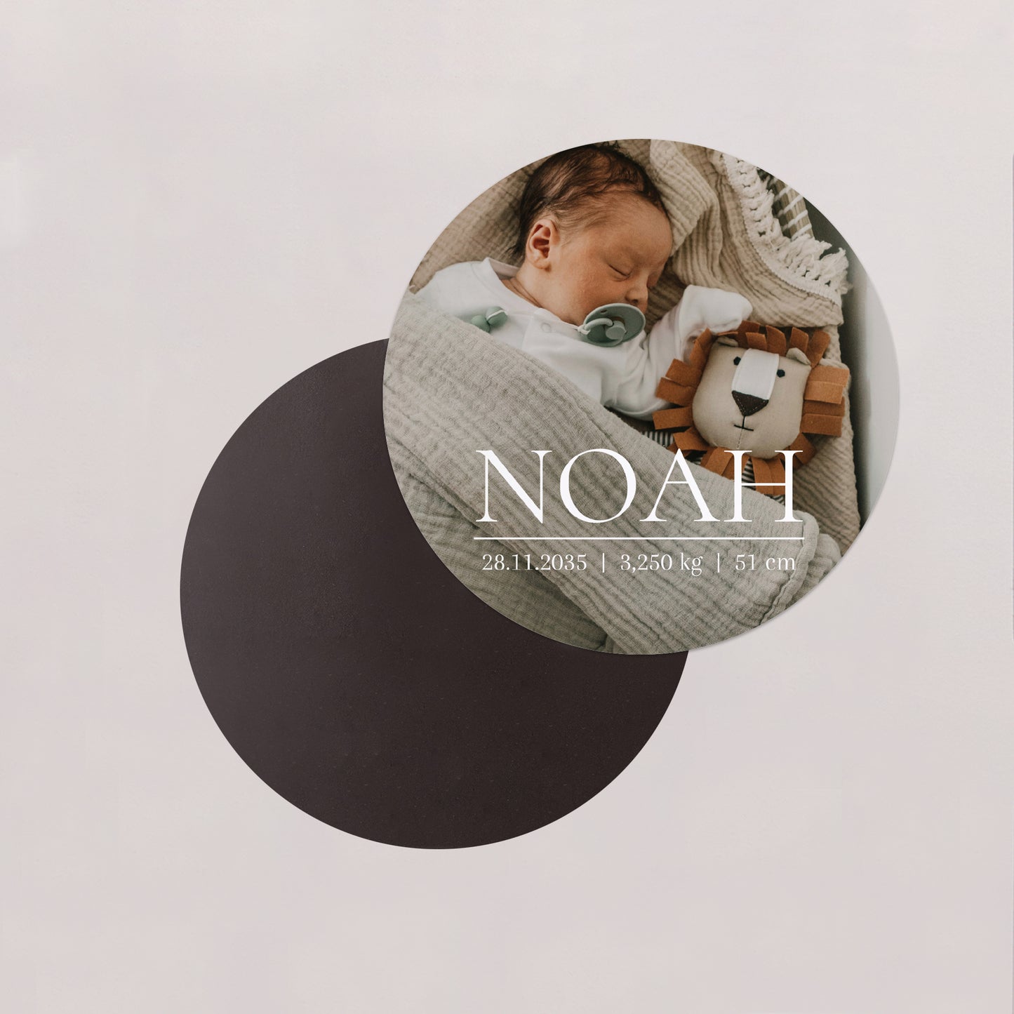 Faire-part Naissance Lot de 8, magnétique, rond, Ø 10cm Souvenirs de douceur photo N° 2