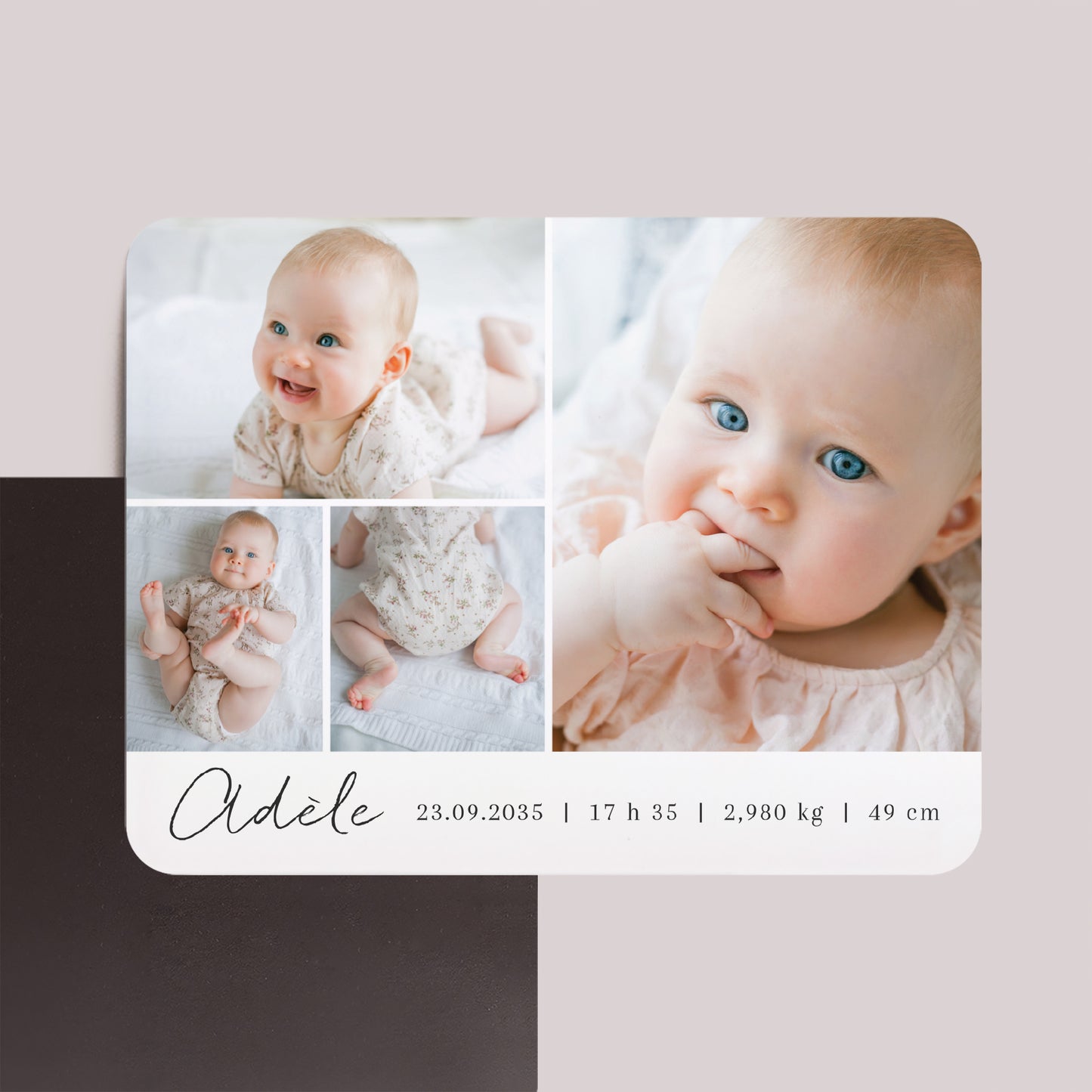 Faire-part Naissance Lot de 8, magnétique, paysage, rectangle coins arrondis Le tout début de nous photo N° 1