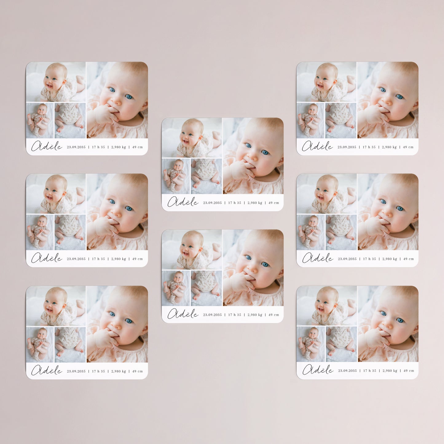 Faire-part Naissance Lot de 8, magnétique, paysage, rectangle coins arrondis Le tout début de nous photo N° 3