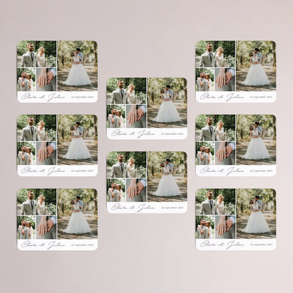 Remerciements Mariage Lot de 8, magnétique, paysage, rectangle coins arrondis Nos vœux en images photo N° 3