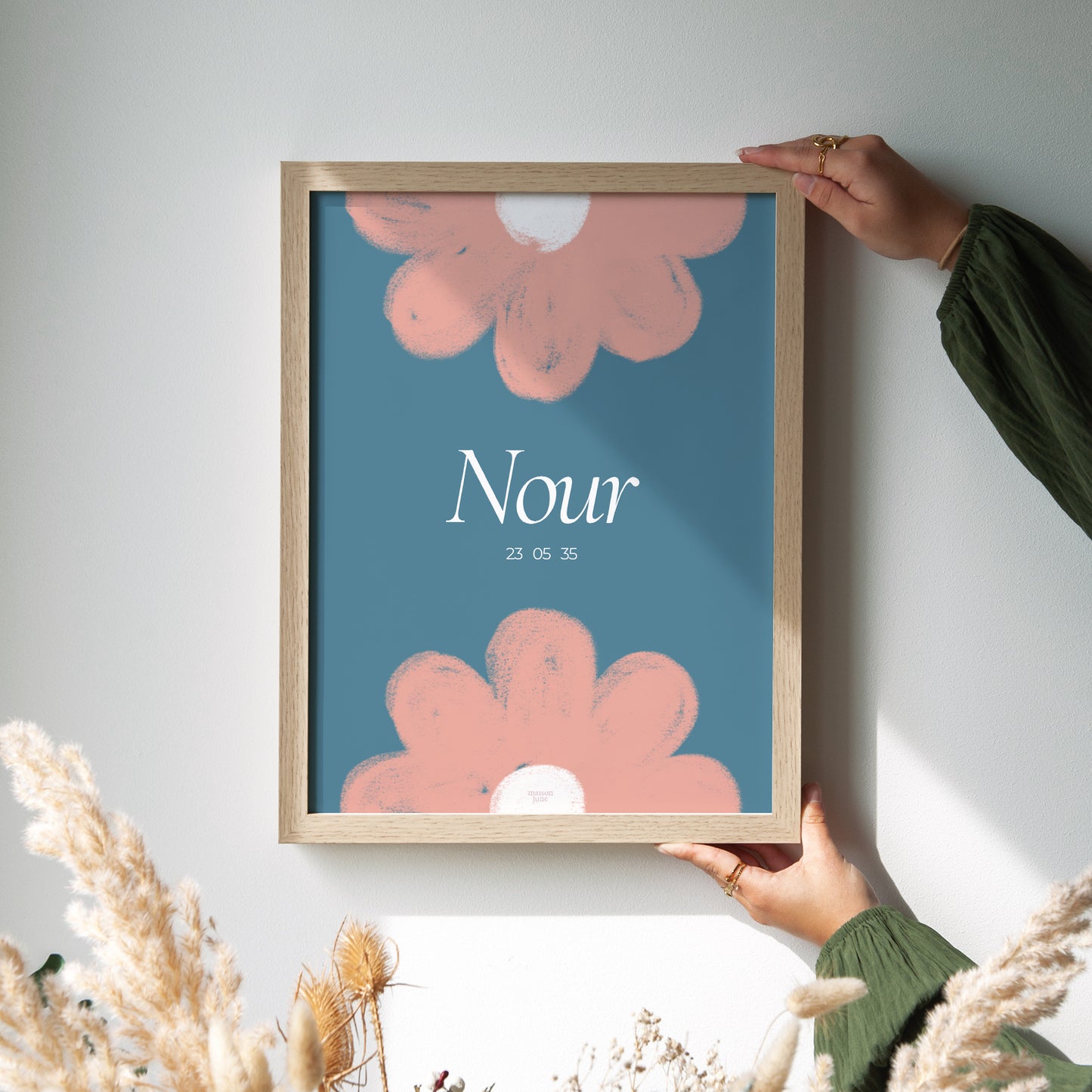 Affiche Naissance Portrait Double flowers photo N° 2