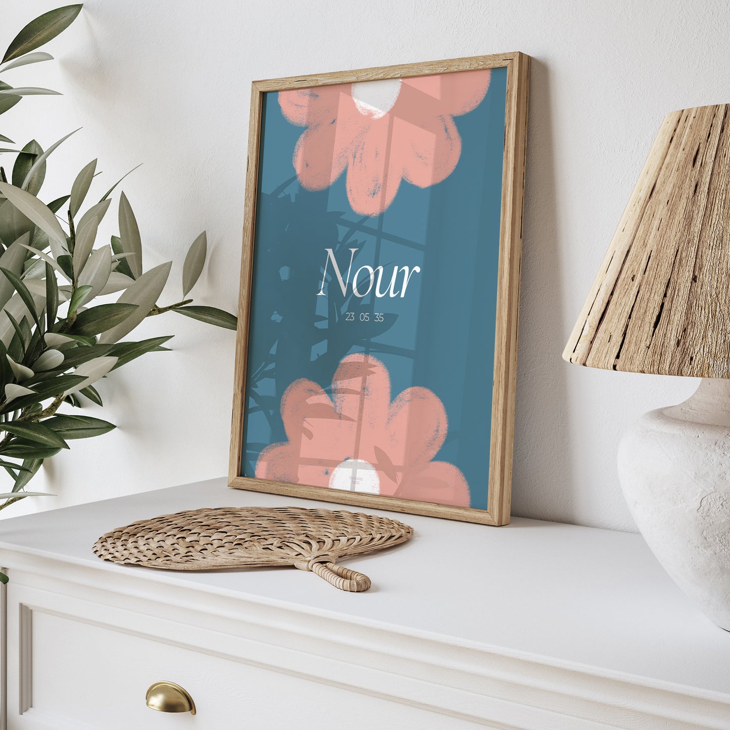 Affiche Naissance Portrait Double flowers photo N° 5