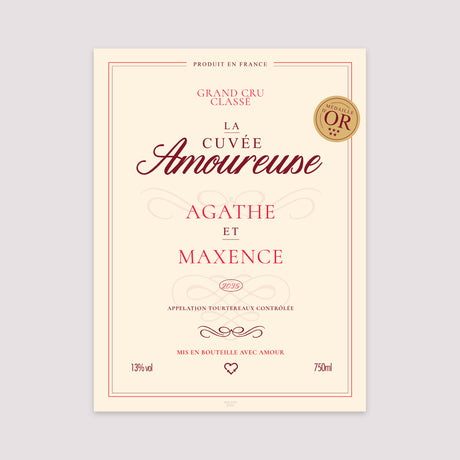 Affiche Portrait 30 x 40 cm La cuvée Amoureuse