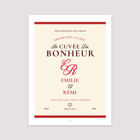 Affiche Portrait 30 x 40 cm La cuvée du bonheur