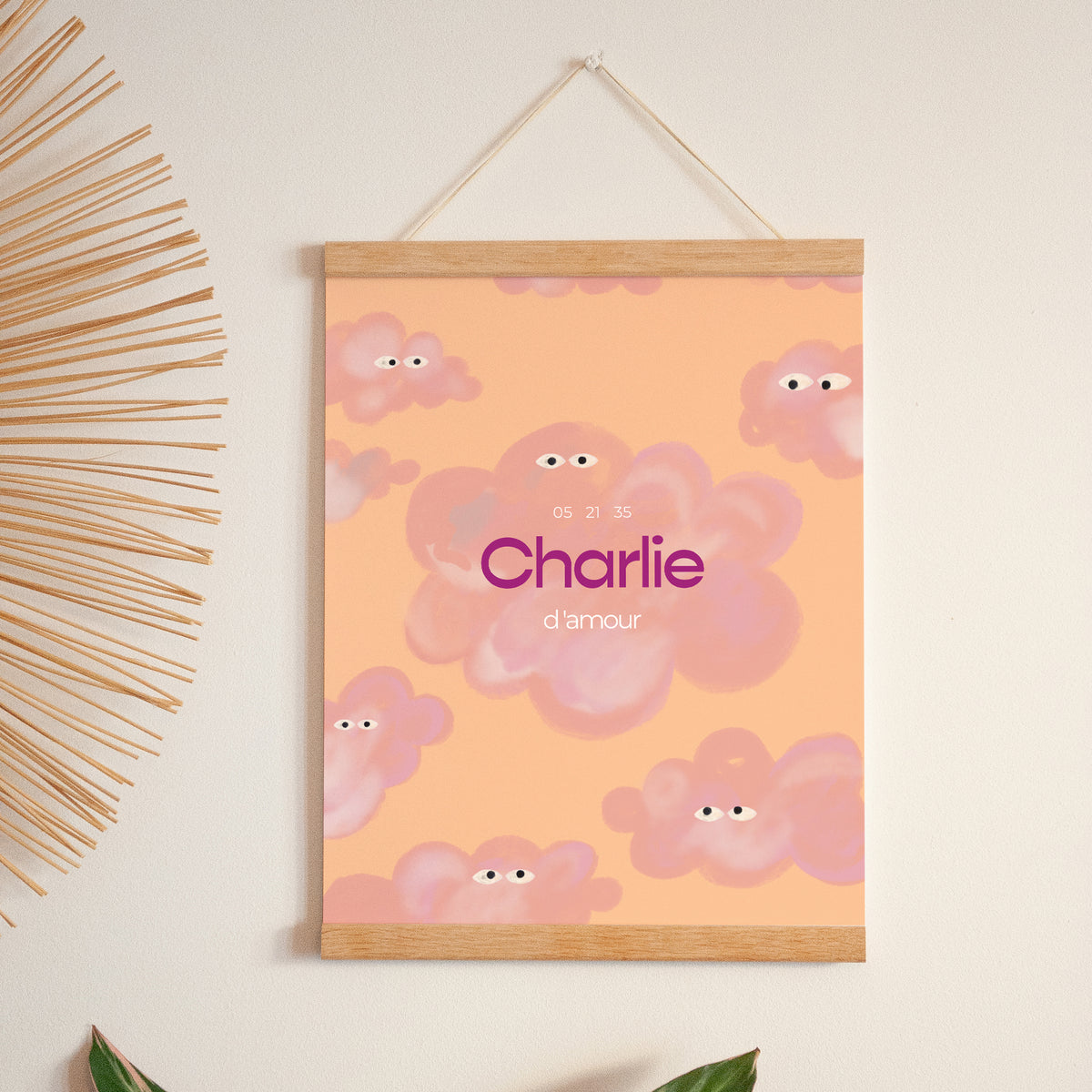 Affiche Naissance Portrait 30 x 40 cm Petits nuages curieux photo N° 1