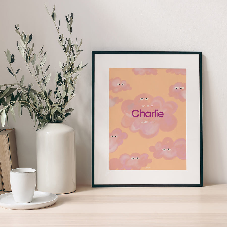 Affiche Naissance Portrait Petits nuages curieux photo