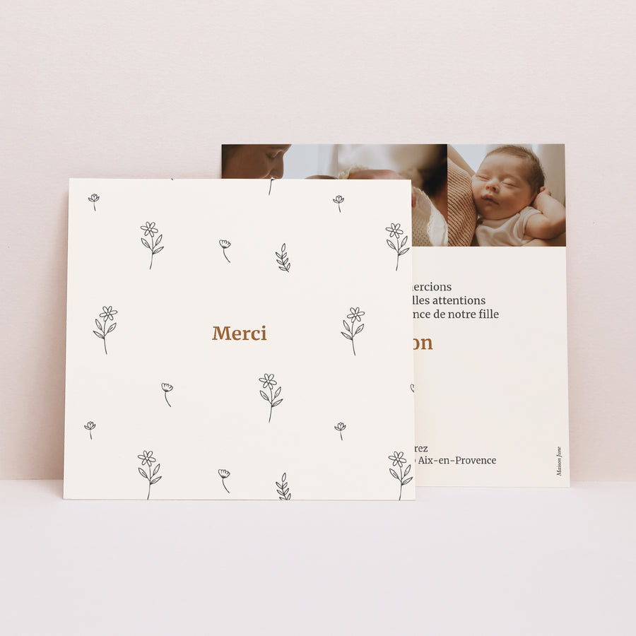 Remerciements Naissance Carré Fleur de Nous photo