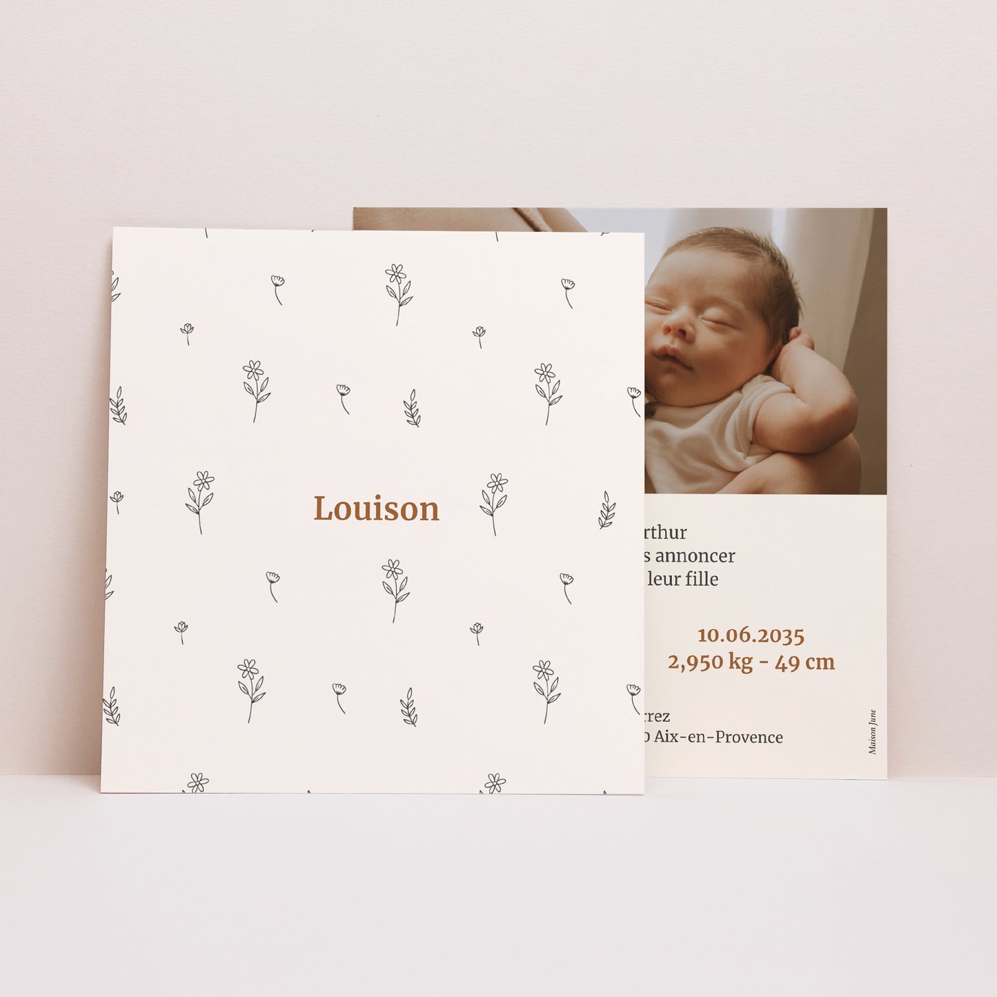 Faire-part Naissance Carré Fleur de Nous photo N° 1