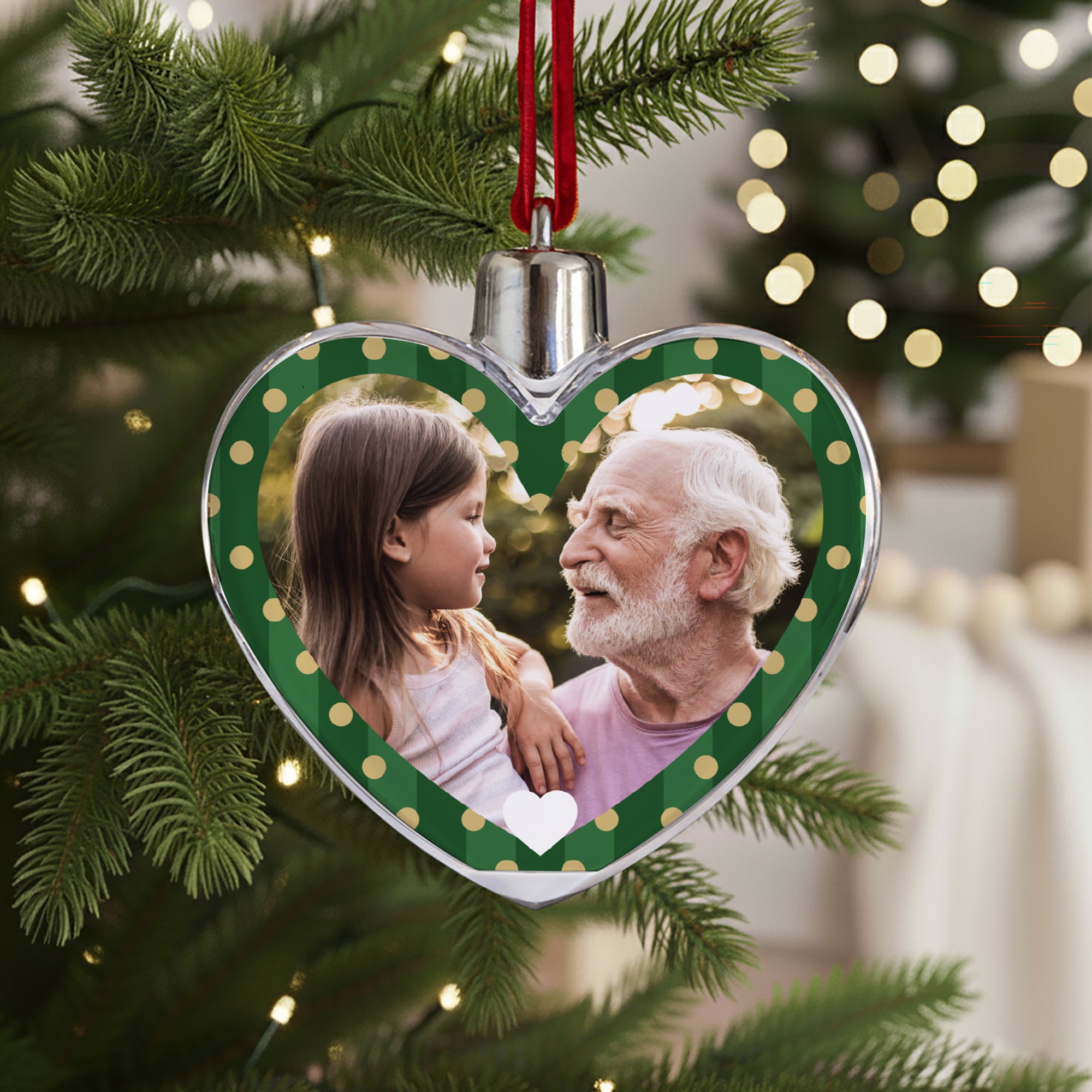 Boule de Noël Fin d'année Cœur Rayures et pois de Noël photo N° 1