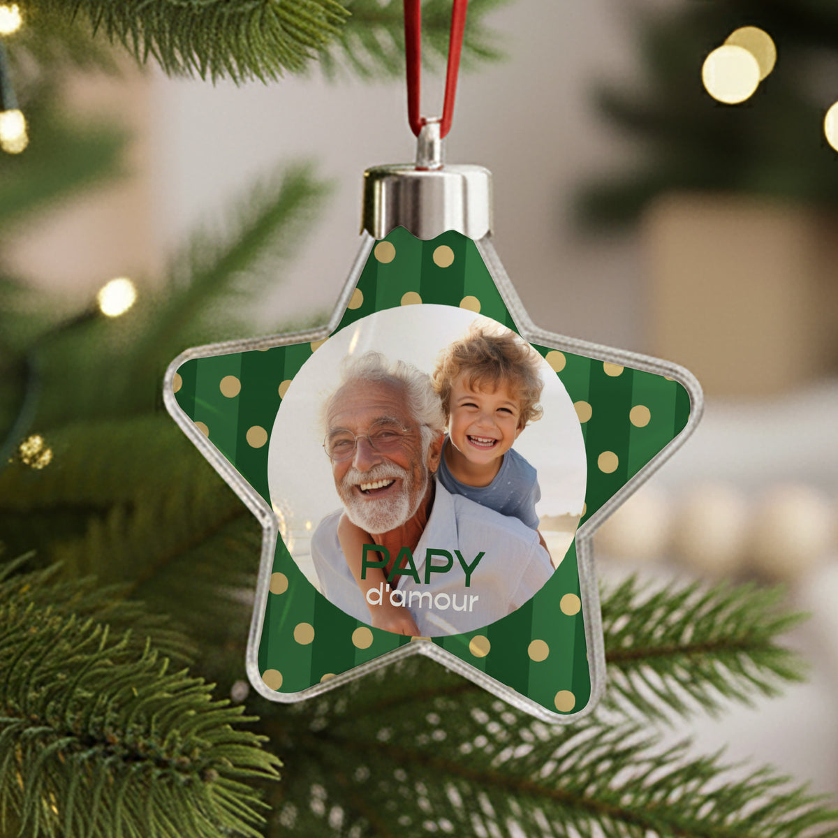 Boule de Noël Fin d'année étoile Rayures et pois de Noël photo N° 1
