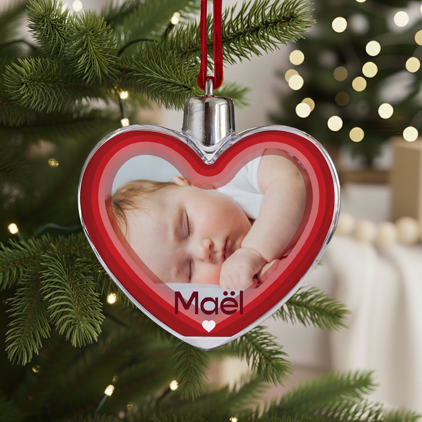 Boule de Noël Fin d'année Cœur Cœur dans le sapin photo N° 1