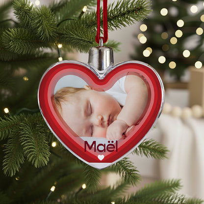 Boule de Noël Fin d'année Cœur Cœur dans le sapin photo N° 1