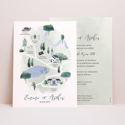 Faire-part Mariage Grand format rectangle L’Itinéraire du Bonheur photo N° 1