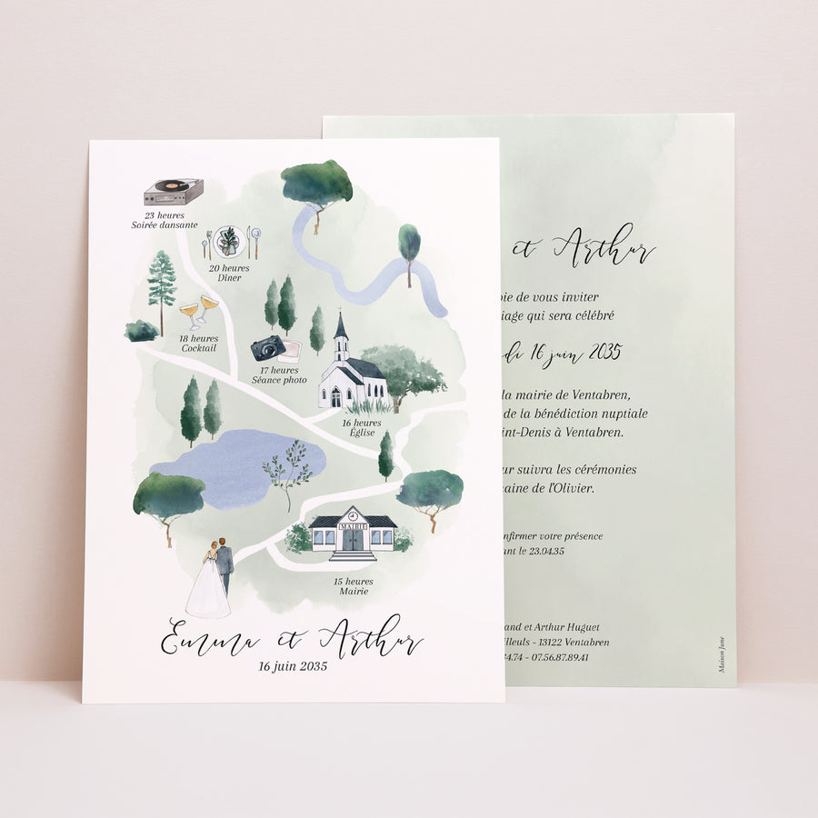 Faire-part Mariage Grand format rectangle L’Itinéraire du Bonheur photo