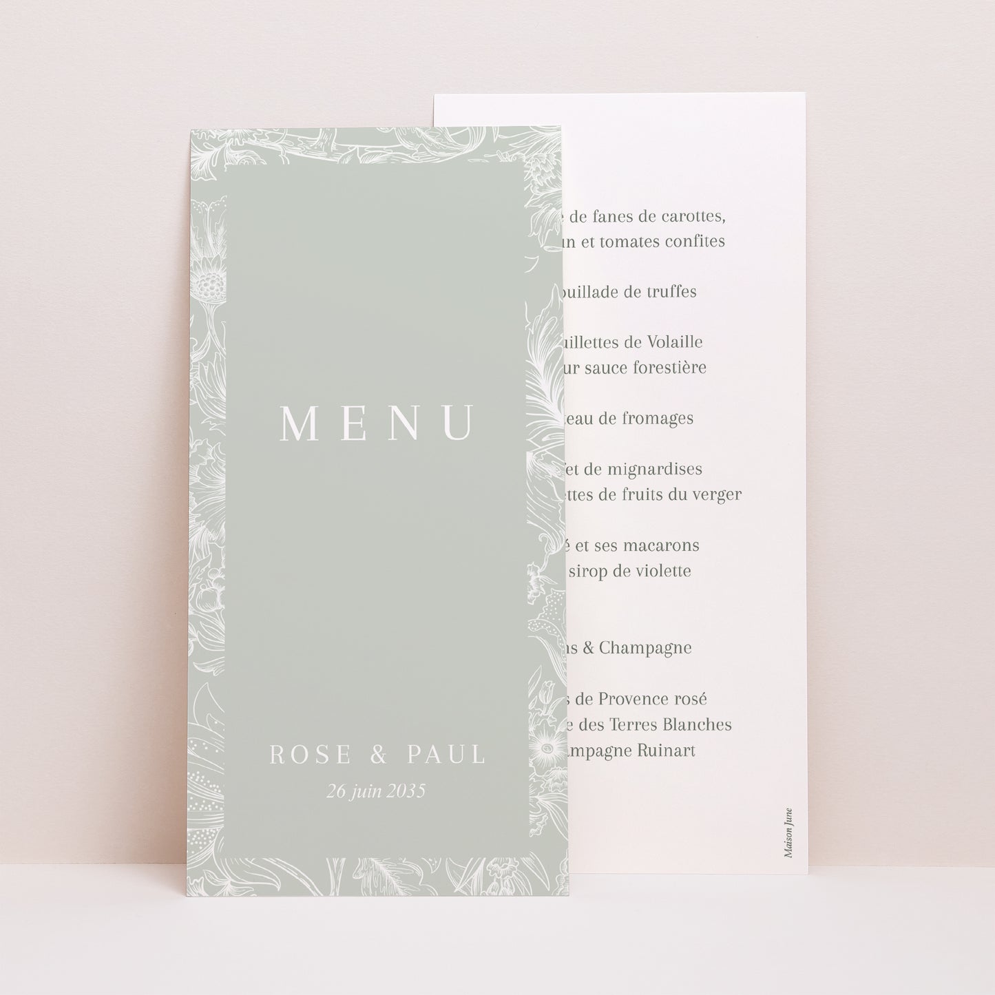Menu Mariage Panoramique portrait Jardin d’Élégance photo N° 1