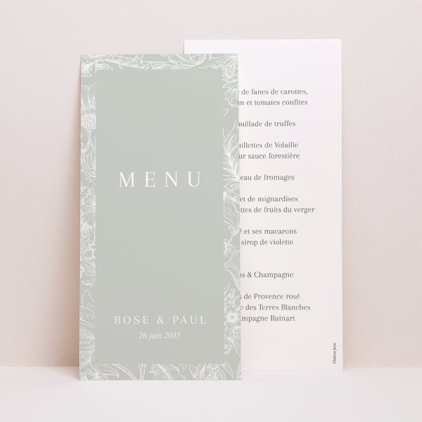 Menu Mariage Panoramique portrait Jardin d’Élégance photo