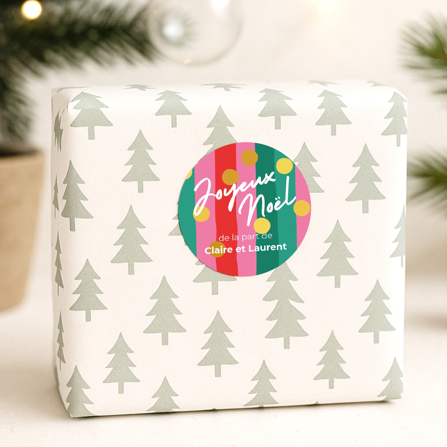 Sticker Fin d'année Rond Jolly Glitter photo N° 1