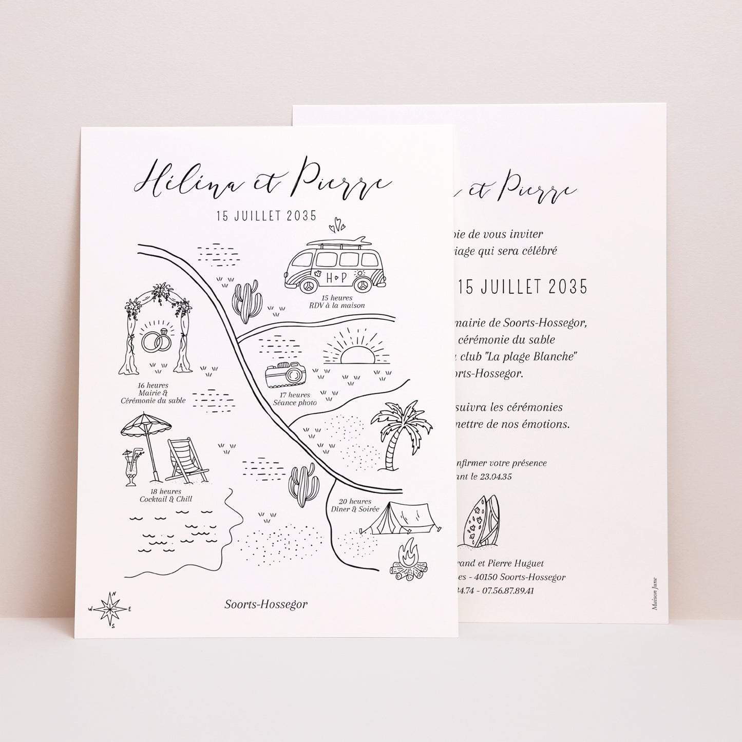 Faire-part Mariage Grand format rectangle Le Plan du Bonheur photo N° 1