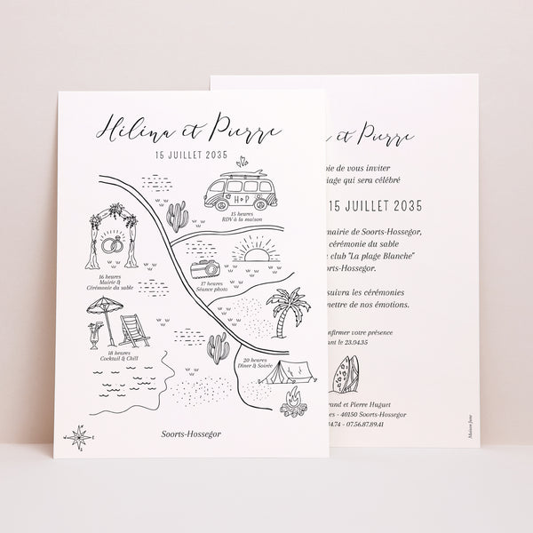 Faire-part Mariage Grand format rectangle Le Plan du Bonheur photo
