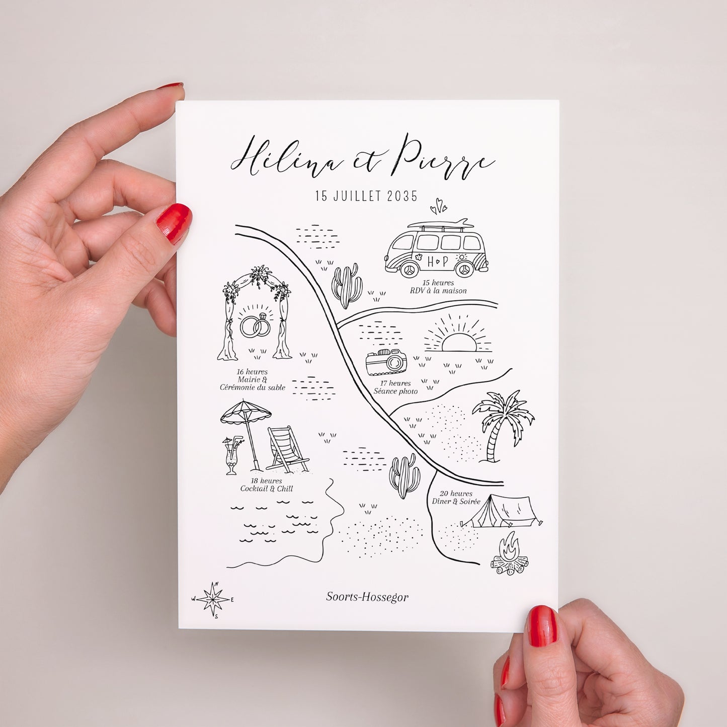 Faire-part Mariage Grand format rectangle Le Plan du Bonheur photo N° 2